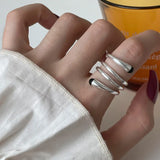 Tamxo™ 925 Sterling Silver Hollowed Out Geometric Ring – Overlapping Design for Women