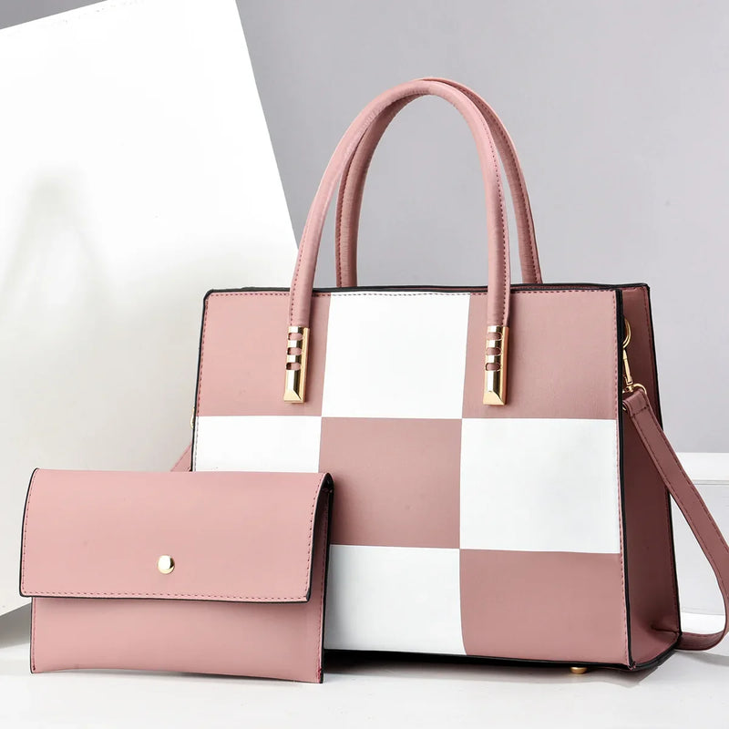 Tamxo™ PU Leather Tote Bag Set with Large Capacity Shoulder Bag and Small Handbag Purse