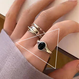 Tamxo™ 925 Sterling Silver Hollowed Out Geometric Ring – Overlapping Design for Women