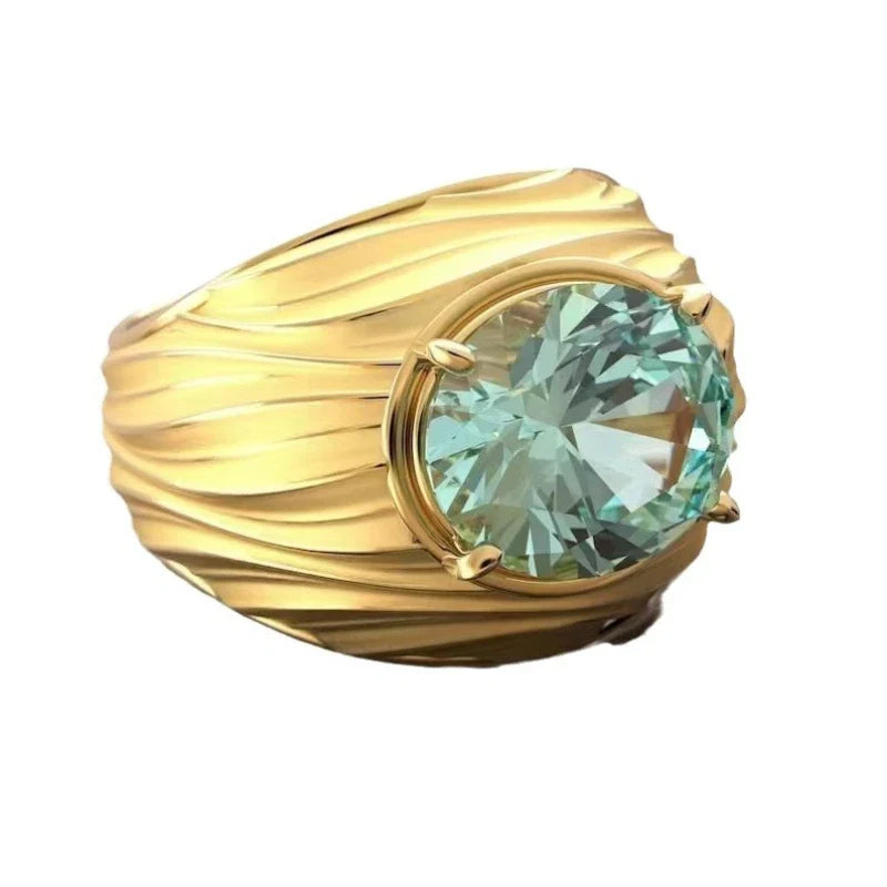 Tamxo Copper CZ Decorated Unisex Wide Band Ring