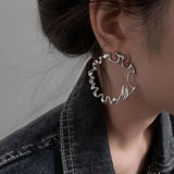 Tamxo™ Silver Twisted Big Circle Hoop Earrings for Women - Irregular Exaggerated Fashion Jewelry