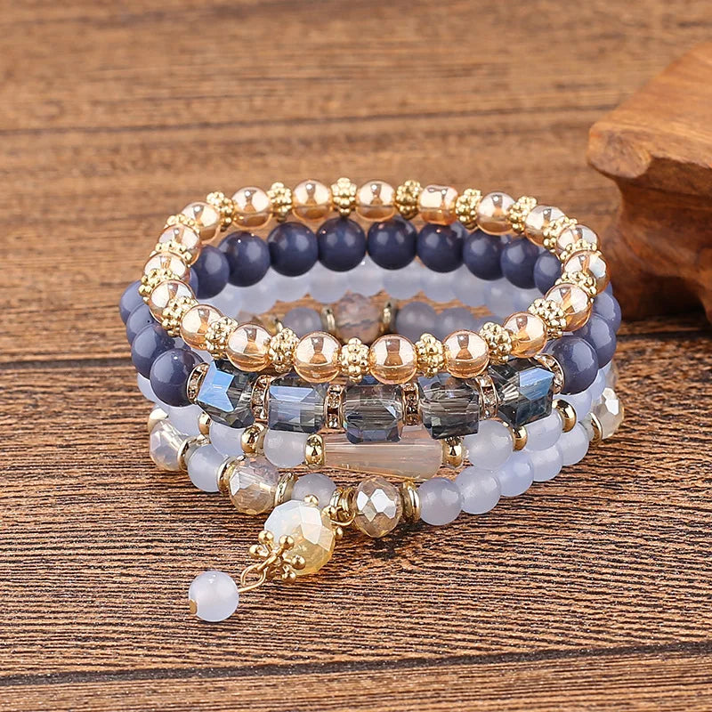 Boho Glass Bead Bracelet Set Stackable Dainty Jewelry by Tamxo™