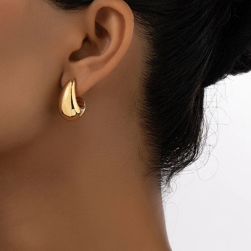 Tamxo™ Chunky Dome Drop Earrings - Gold Plated Stainless Steel Teardrop Statement Jewelry