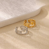 Tamxo™ Multi-Layer Stainless Steel Arabic Ring for Women, Adjustable Gold Color Jewelry