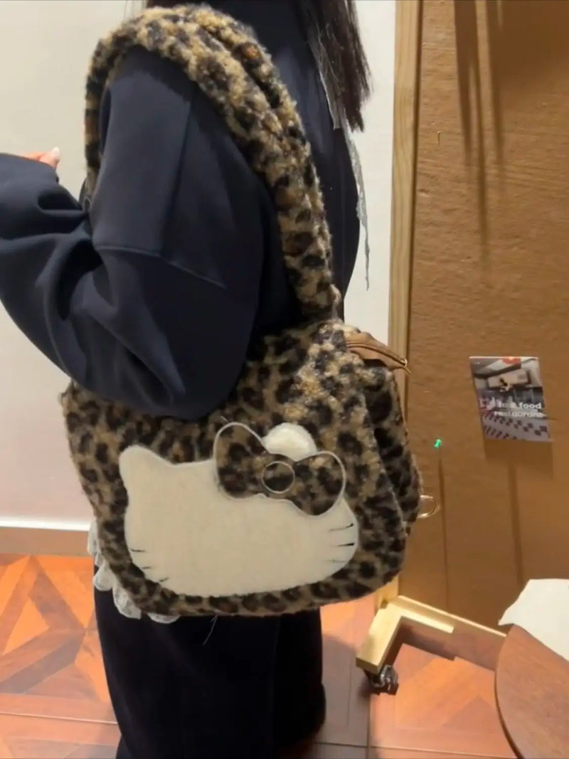Tamxo™ Leopard Print Hello Kitty Backpack: Y2K Cute & Elegant Mini Shoulder Bag