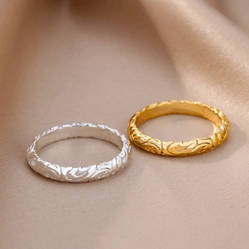 Tamxo™ Stainless Steel Couple Rings Gold Color Wedding Jewelry 2024 Trendy Gifts
