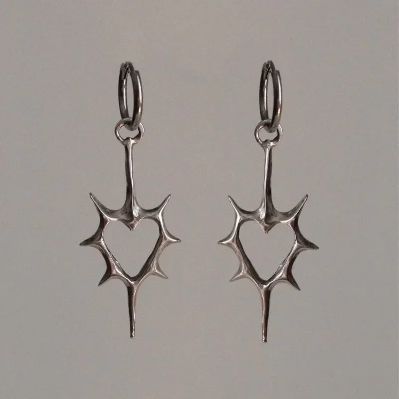 Tamxo™ Punk Hollow Thorn Love Heart Earrings: Vintage Stainless Steel Ear Jewelry