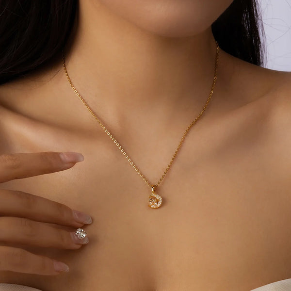 Tamxo™ Zircon Moon Star Pendant Necklace - Evil Eye Choker Chain for Women