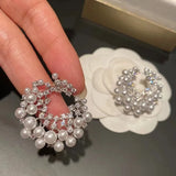 Tamxo™ Pearl Flash Zircon Irregular Round Stud Earrings - Wedding Party Gift