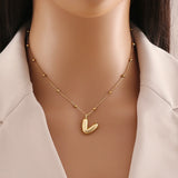 Tamxo™ 14k Gold Plated Initial Letter Pendant Necklace for Women - Ball Chain Jewelry