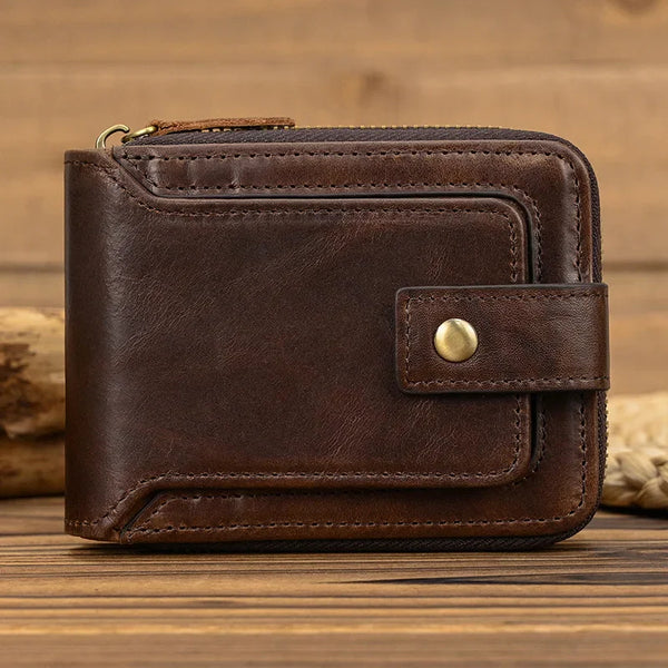 Tamxo™ Genuine Leather Men Women Wallet 2 Folds Coin Purse Short Compact Leather Purse