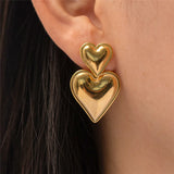 Tamxo™ 18K Gold Plated Stainless Steel Heart Drop Earrings for Women
