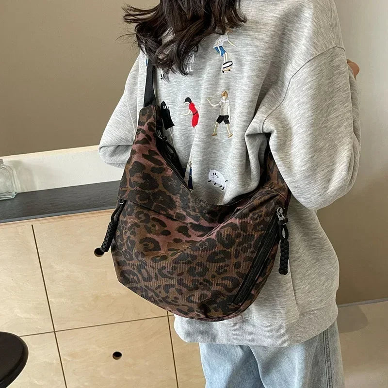 Tamxo™ Leopard Print Corduroy Crossbody Bag – Luxury Shoulder Tote