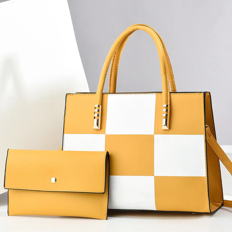 Tamxo™ PU Leather Tote Bag Set with Large Capacity Shoulder Bag and Small Handbag Purse