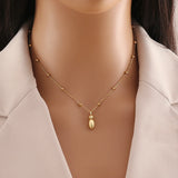 Tamxo™ 14k Gold Plated Initial Letter Pendant Necklace for Women - Ball Chain Jewelry