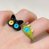Tamxo™ Colorful Big Eye Cat Monster Punk Rings for Women Men Y2K Fashion Jewelry Gift