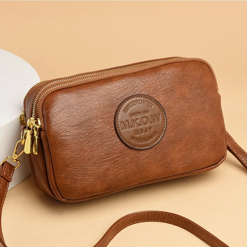 Tamxo™ Retro Small Shoulder Bags Luxury Designer Female Purses Solid Color Leather Crossbody Bags
