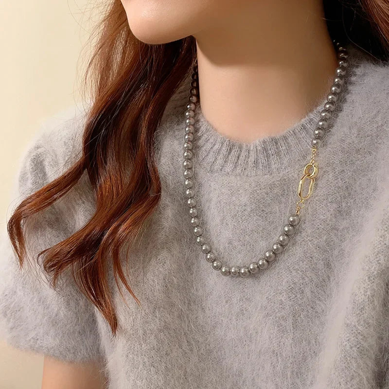 Tamxo™ Grey Pearl Choker Necklace - High-Grade Luxe Fashion Accessory