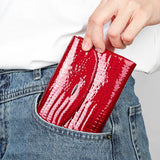 Tamxo™ Luxury Designer Leather Women's Clip Wallet in Red Black