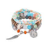 Boho Colorful Bead Bracelet Set Eiffel Tower Wing Charm Stone Bangle by Tamxo™