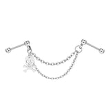Tamxo™ Double Chain Stud Earrings Industrial Cartilage Helix Tassel Connected Piercing.