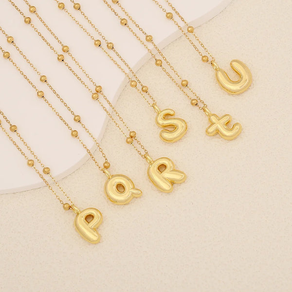 Tamxo™ 14k Gold Plated Initial Letter Pendant Necklace for Women - Ball Chain Jewelry