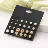 Tamxo™ 12 Pairs Cute Crystal Heart Stud Earrings Set for Women Wedding Jewelry