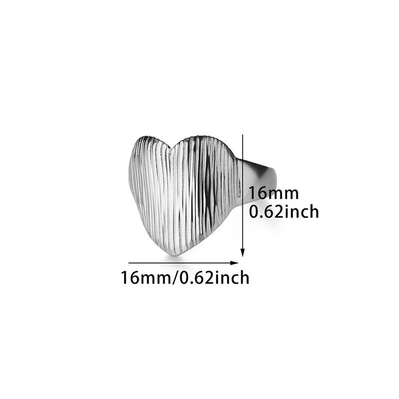 Tamxo™ Heart Stainless Steel Ring Gold Color Adjustable Women's Wedding Jewelry