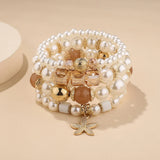 Bohemian Pearl Beads Chain Bracelet Set Tree of Life Starfish Charm Elastic Bangle Tamxo™