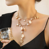 Boho Shell Starfish Pendant Choker Necklace Multilayer for Women by Tamxo™