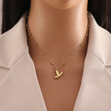 Tamxo™ 14k Gold Plated Initial Letter Pendant Necklace for Women - Ball Chain Jewelry