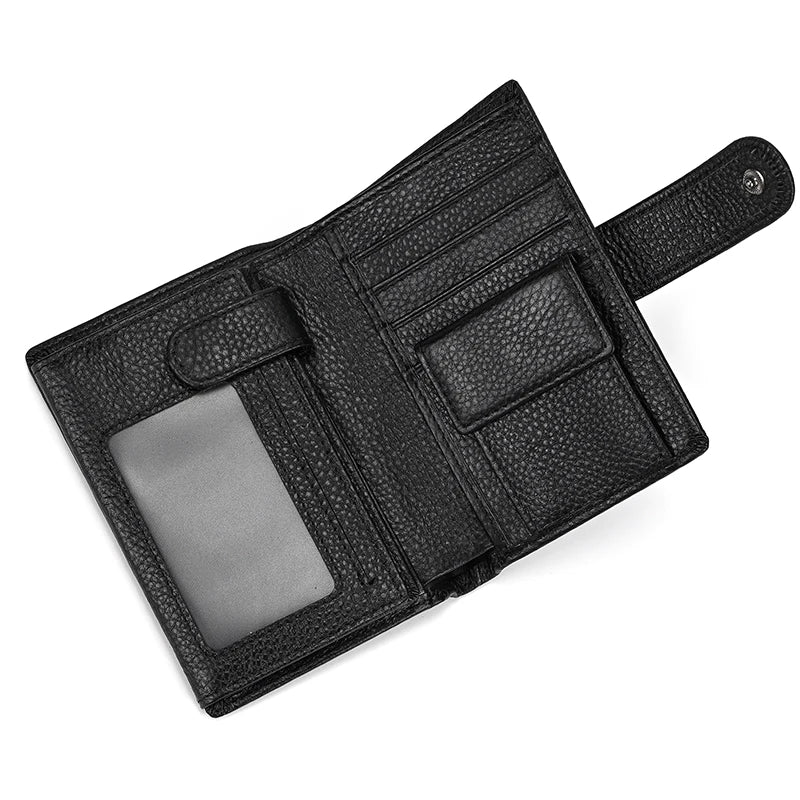 Tamxo™ RFID Genuine Leather Card Wallet Men Women Short Purse Multi Cards Button Slots