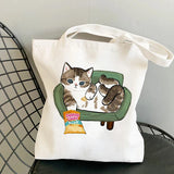 Tamxo™ Kawaii Cats Cartoon Manga Tote Bag – High Capacity Canvas Shoulder Bag