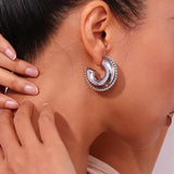 Tamxo™ Rhinestone C-Shaped Earrings in 18K Gold Plating
