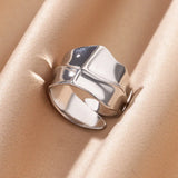 Tamxo™ Retro Cross Pattern Stainless Steel Open Ring for Women, Elegant Wedding Party Jewelry