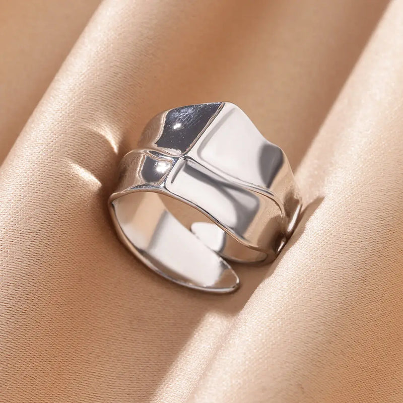 Tamxo™ Retro Cross Pattern Stainless Steel Open Ring for Women, Elegant Wedding Party Jewelry