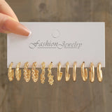 Tamxo™ Gold Pearl Hoop Dangle Earrings Set - Vintage Geometric Twist Circle Jewelry