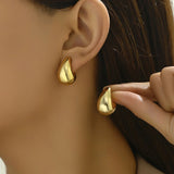 Tamxo™ Chunky Dome Drop Earrings - Gold Plated Stainless Steel Teardrop Statement Jewelry