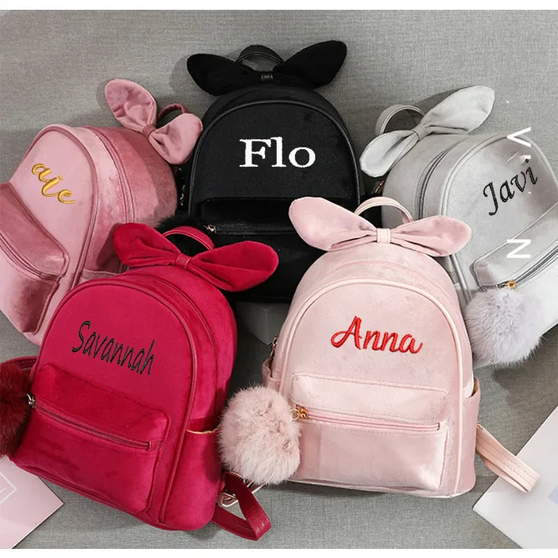 Embroidered Personalized Flannel Backpack with Custom Name for Girls by Tamxo™