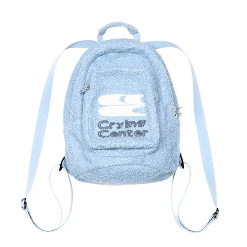 Tamxo™ Plush Letter Print Backpack: Sweet, Casual, Vintage Handbag for Fall/Winter