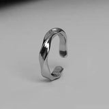 Tamxo™ Retro Wave Silver Alloy Open Ring Women Men Trend Jewelry Accessories