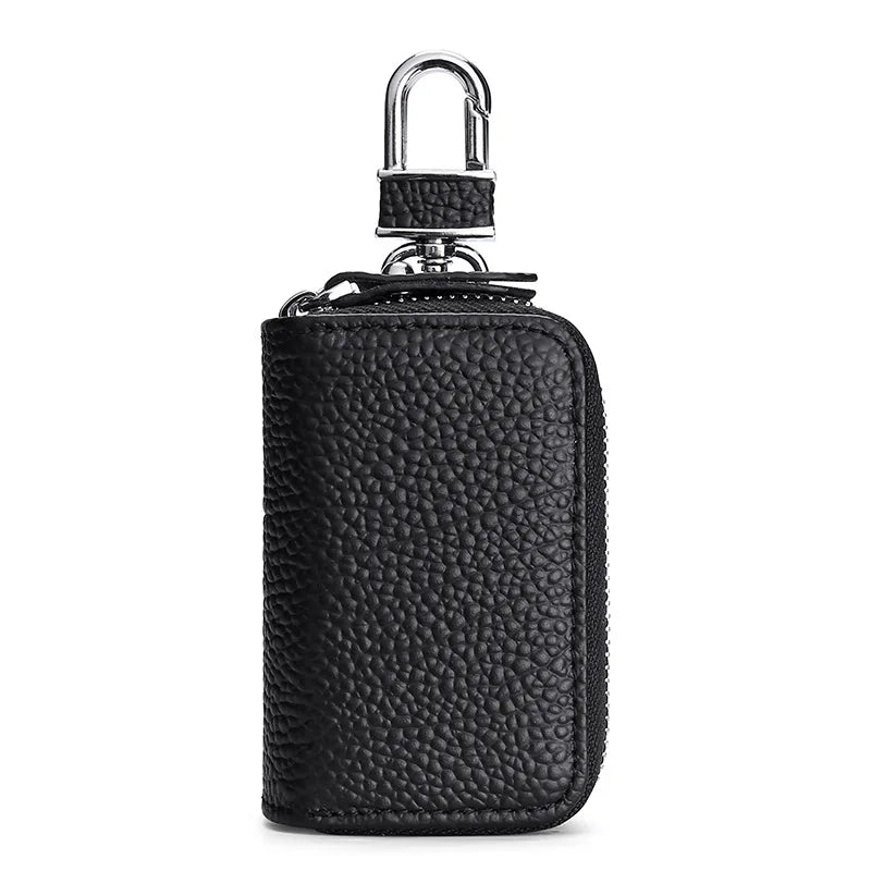 Tamxo™ Crazy Horse Leather Keychain Bag Double Zipper Car Key Holder