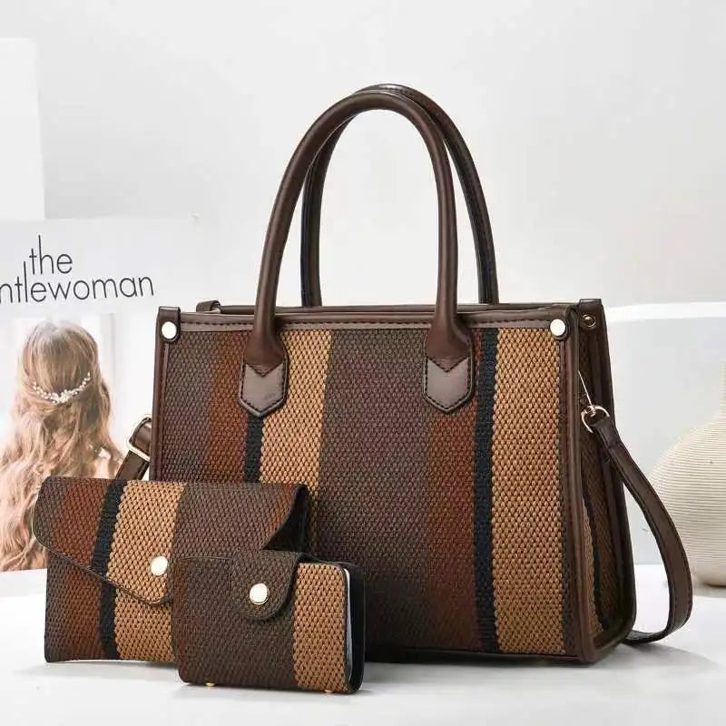 Tamxo™ Women's 3-Piece Handbag Set: Tote, Purse, Wallet - PU Leather Shoulder Bag