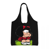 Mafalda Comic Canvas Shoulder Tote Bag by Tamxo™ - Quirky Women's Shopper Handbag